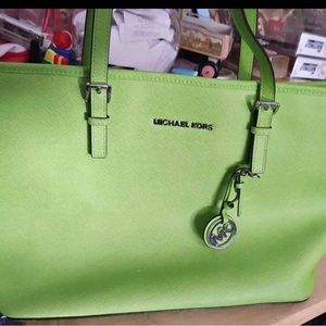 Michael Kors Lime Green Tote & Wallet Set Like New